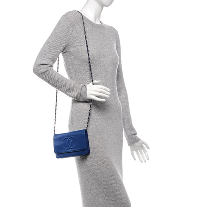 Chanel Caviar Timeless CC Wallet On Chain WOC Blue 2 of 7