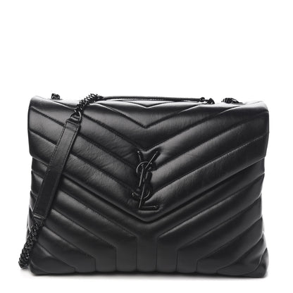Saint Laurent Calfskin Y Quilted Monogram Medium Loulou Chain Satchel Black 1 of 9