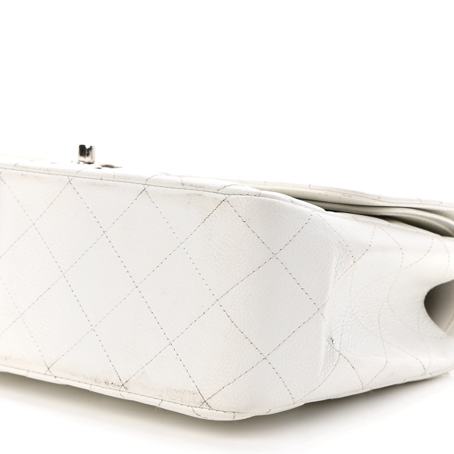 Caviar Quilted Jumbo Double Flap White