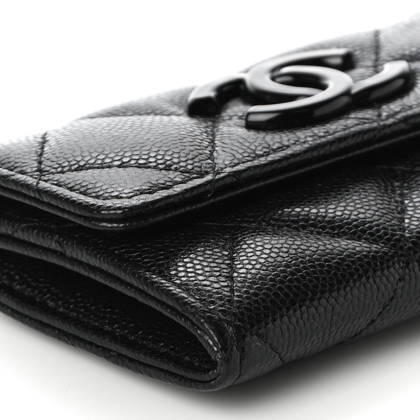 Caviar Quilted My Everything Flap Card Holder Black