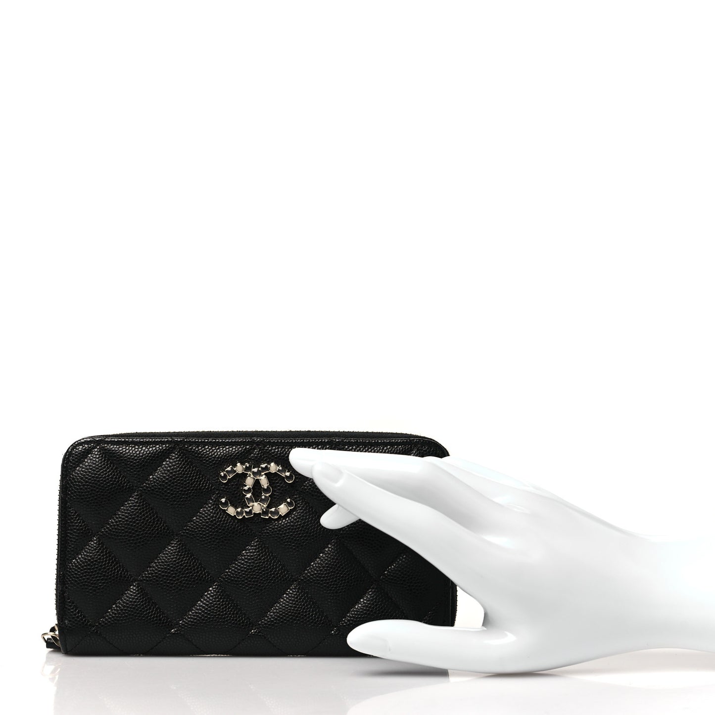 Caviar Quilted Medium Zip Around Wallet Black