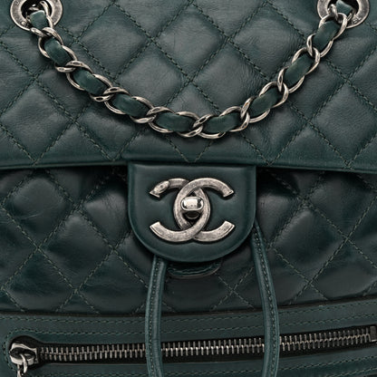 Chanel Glazed Calfskin Quilted Small Salzburg Mountain Backpack Dark Green 8 of 14