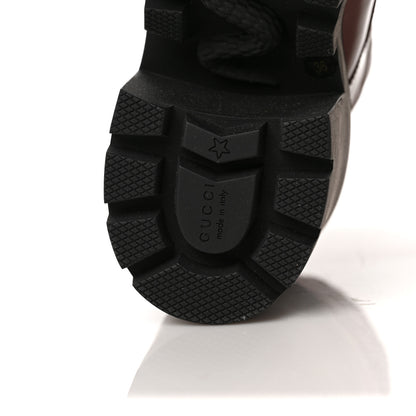 Gucci Magnum Calfskin Nappa Quilted Lace Up Ankle Boots 36 Garnet Red 6 of 8