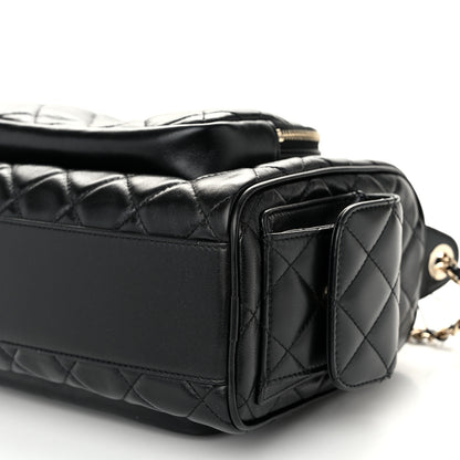 Chanel Shiny Crumpled Lambskin Quilted Medium Preppy Pocket Camera Case Black 10 of 10