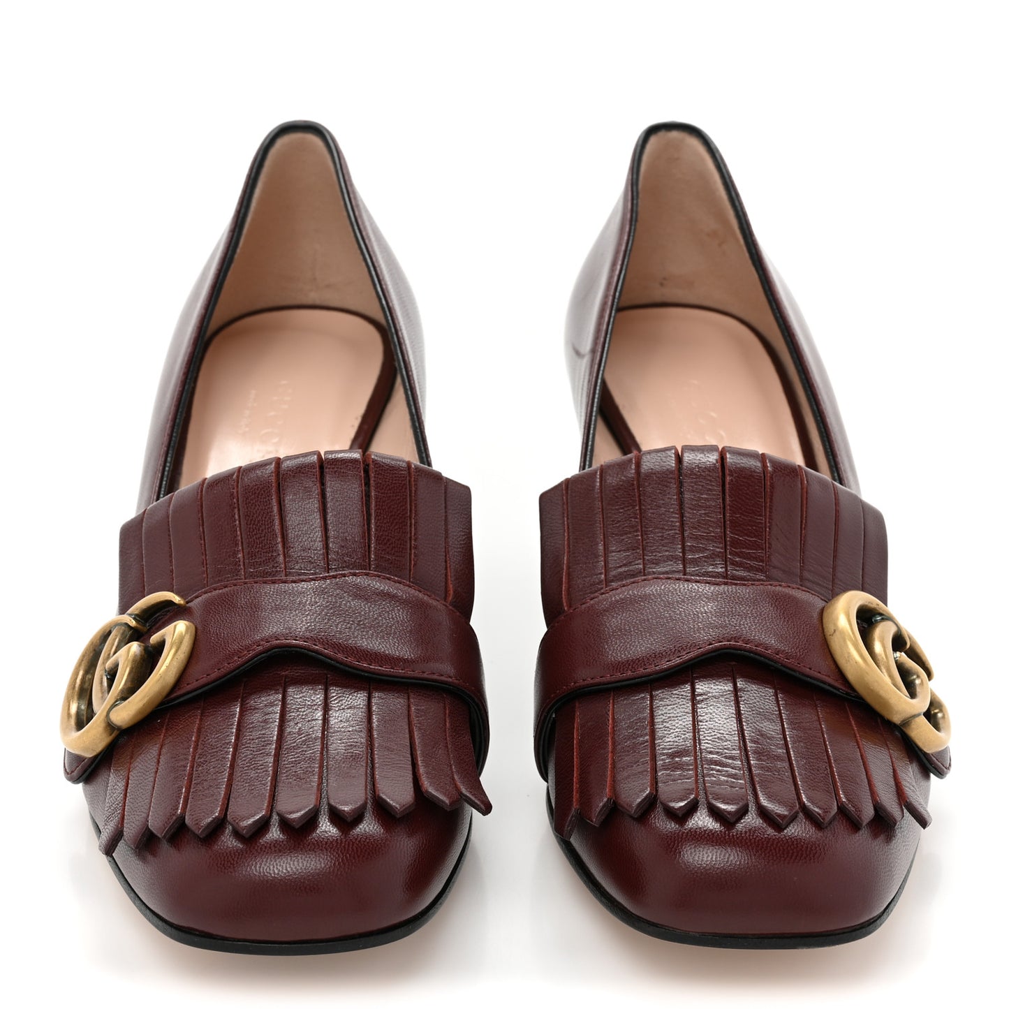Malaga Kid GG Marmont Fringe 50mm Loafer Pumps 36 Vintage Bordeaux