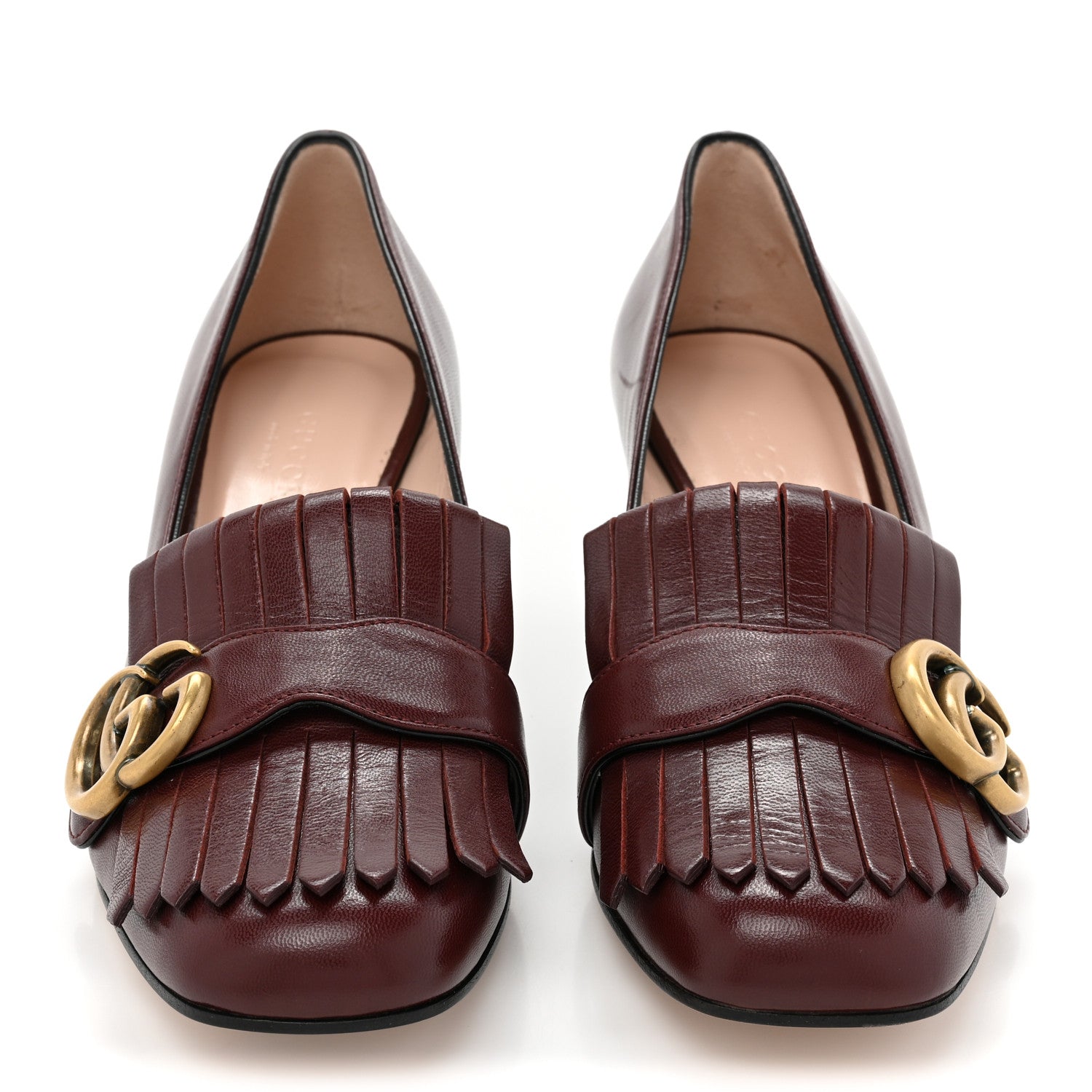 Gucci Malaga Kid GG Marmont Fringe 50mm Loafer Pumps 36 Vintage Bordeaux 2 of 11