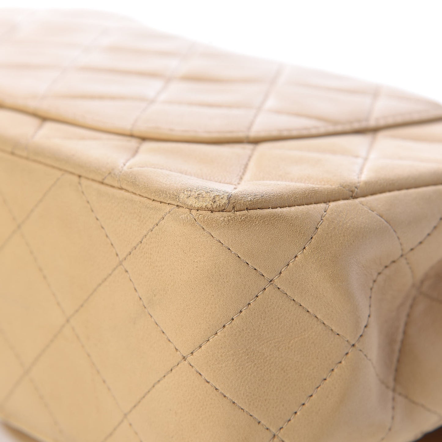 Lambskin Quilted Small Double Flap Beige