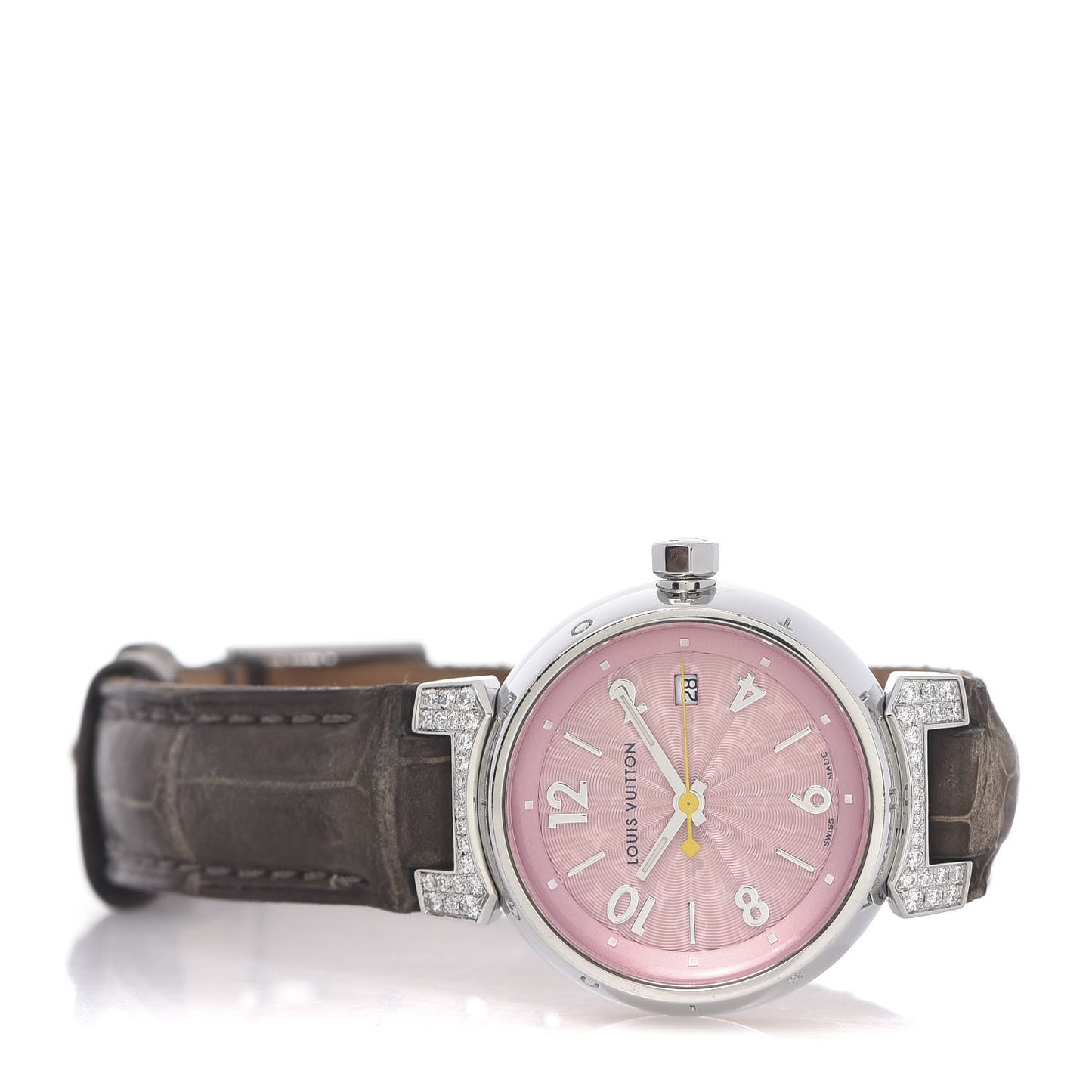 Stainless Steel Alligator Diamond 28mm Tambour Quartz Watch