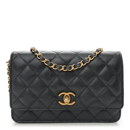 Chanel Pearly Caviar Quilted Fit For You Wallet On Chain WOC Black 1 of 12
