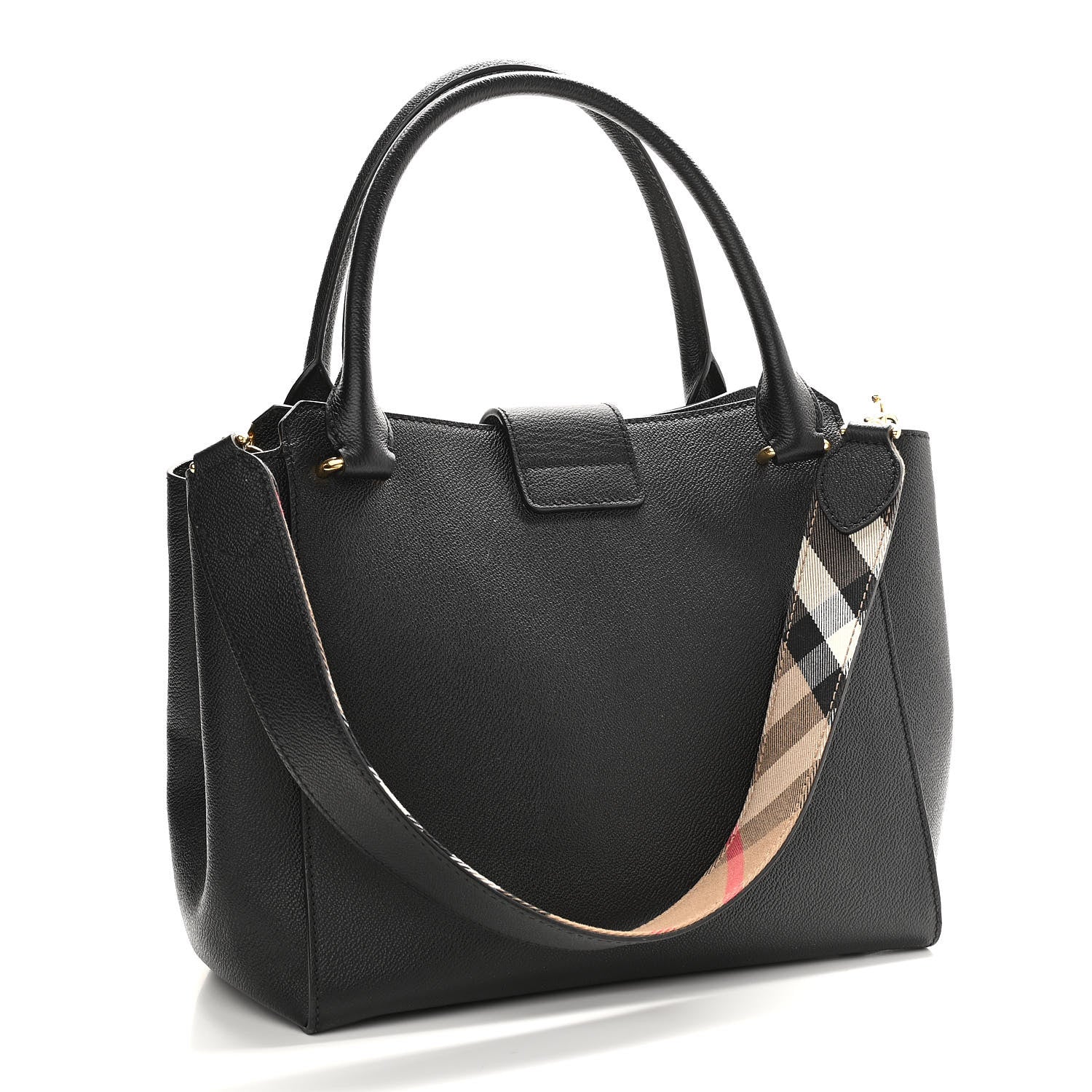 Burberry Soft Grain Calfskin Medium Buckle Tote Black 3 of 11