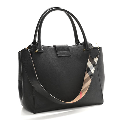 Burberry Soft Grain Calfskin Medium Buckle Tote Black 3 of 11