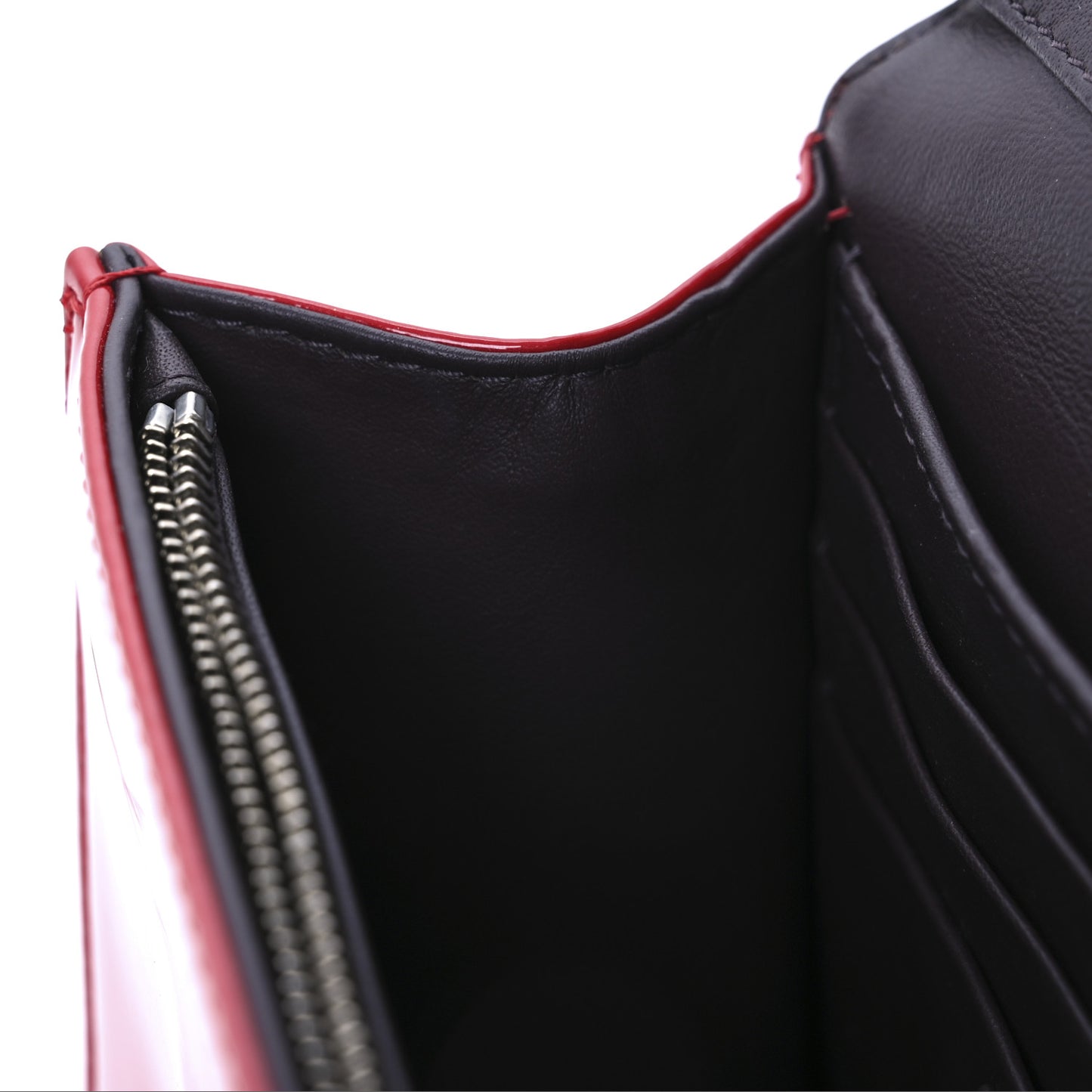 Metallic Box Patent Calfskin Miss Dior Promenade Pouch Red