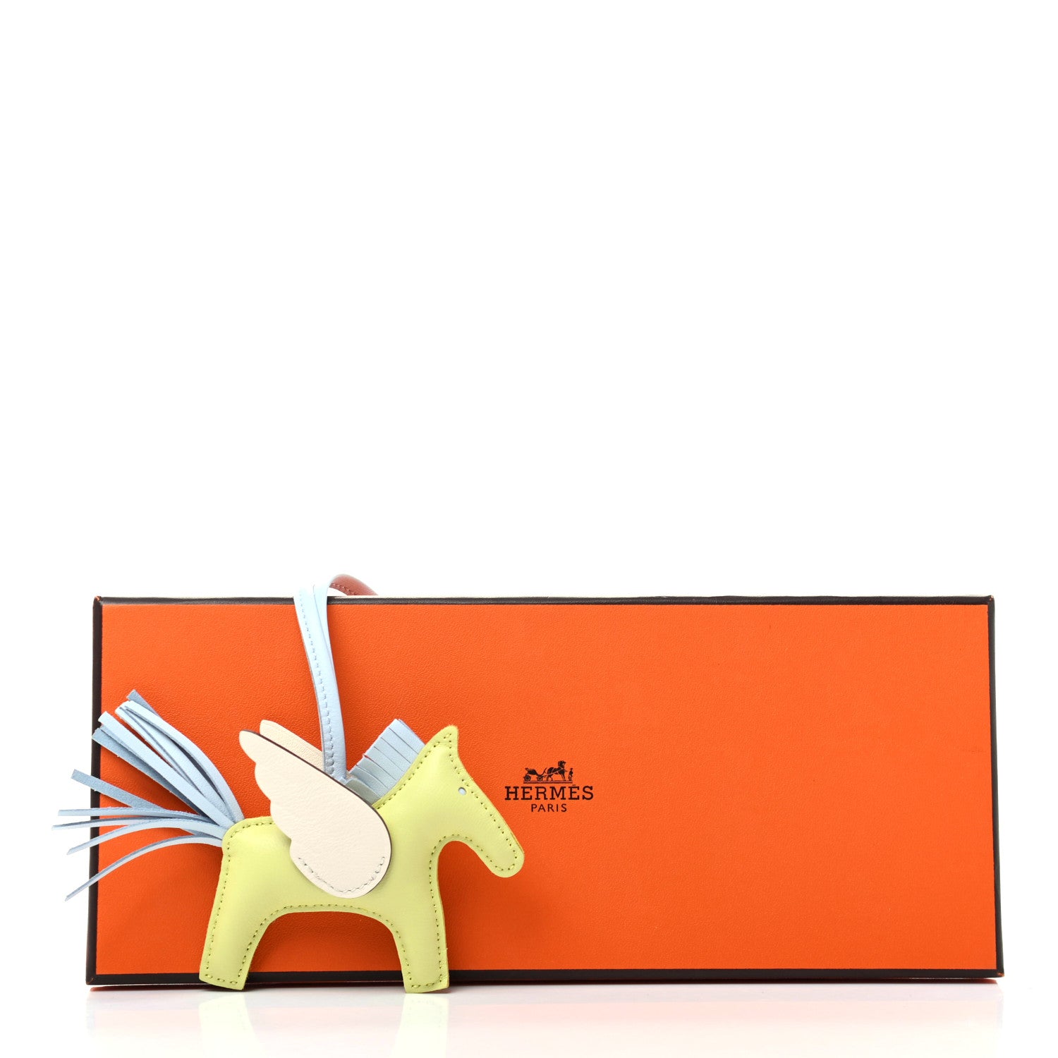 Hermes Milo Lambskin Grigri Rodeo Pegase Horse Bag Charm PM Jaune Bourgeon Bleu Brume Nata 5 of 5
