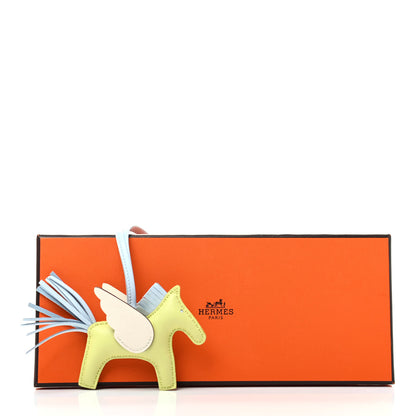 Hermes Milo Lambskin Grigri Rodeo Pegase Horse Bag Charm PM Jaune Bourgeon Bleu Brume Nata 5 of 5