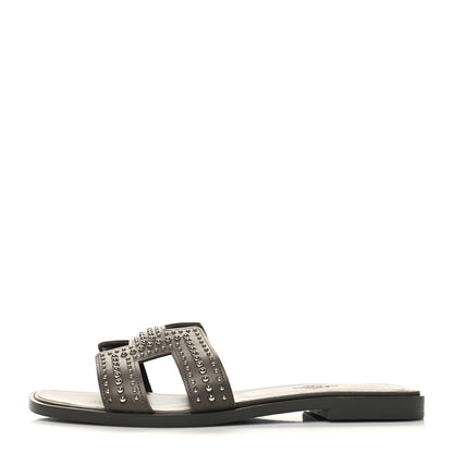 Hermes Calfskin Studded Oran Sandals 36.5 Gris Galet 1 of 10