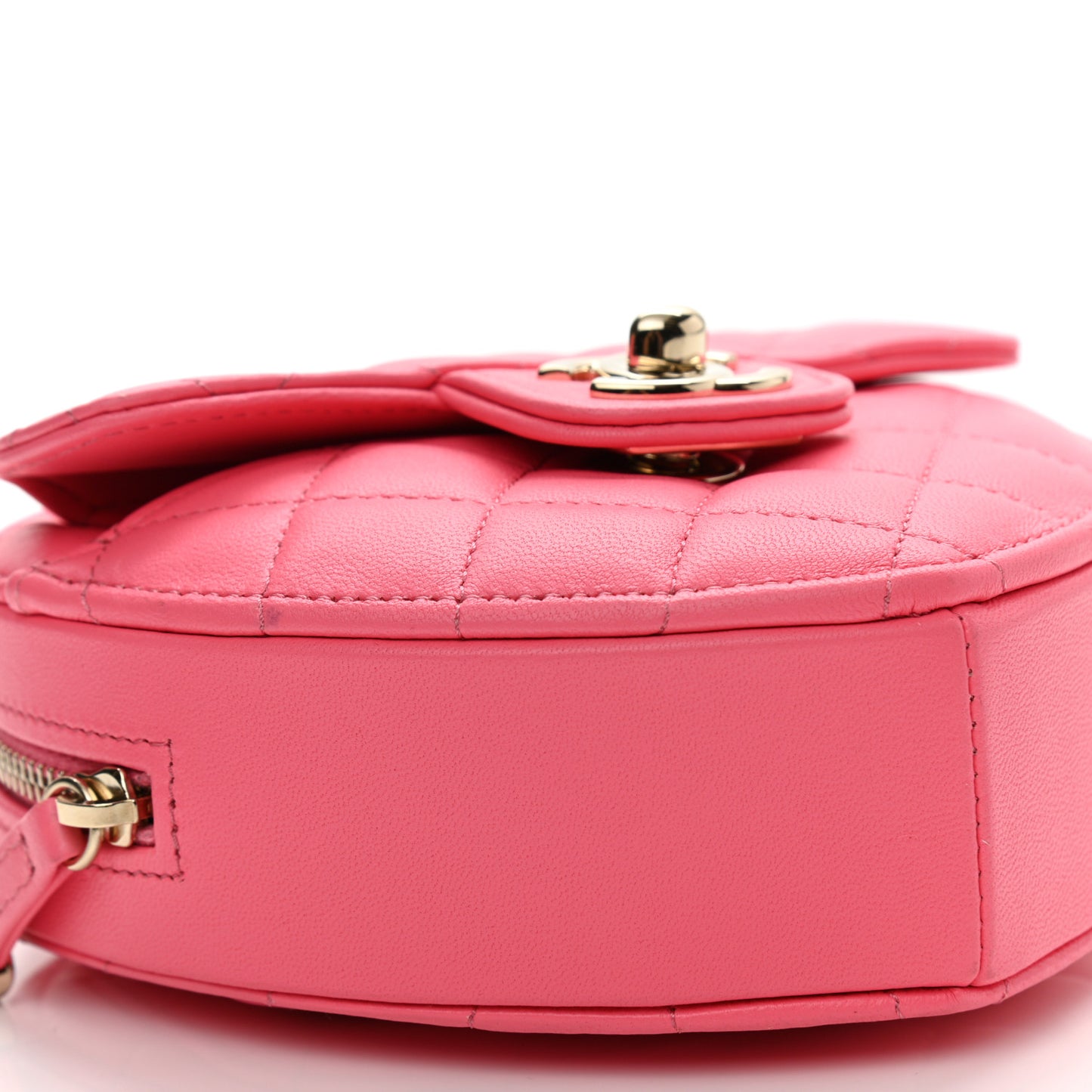 Lambskin Quilted CC In Love Heart Clutch With Chain Pink