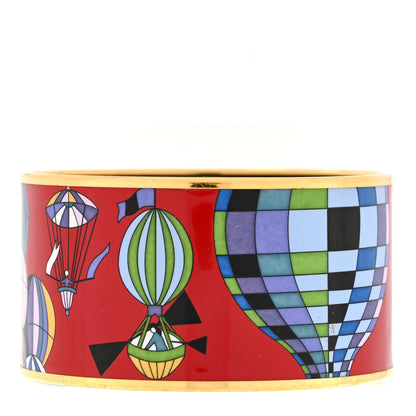Hermes Enamel Printed Extra Wide Les Folies Du Ciel Bracelet Red 2 of 4