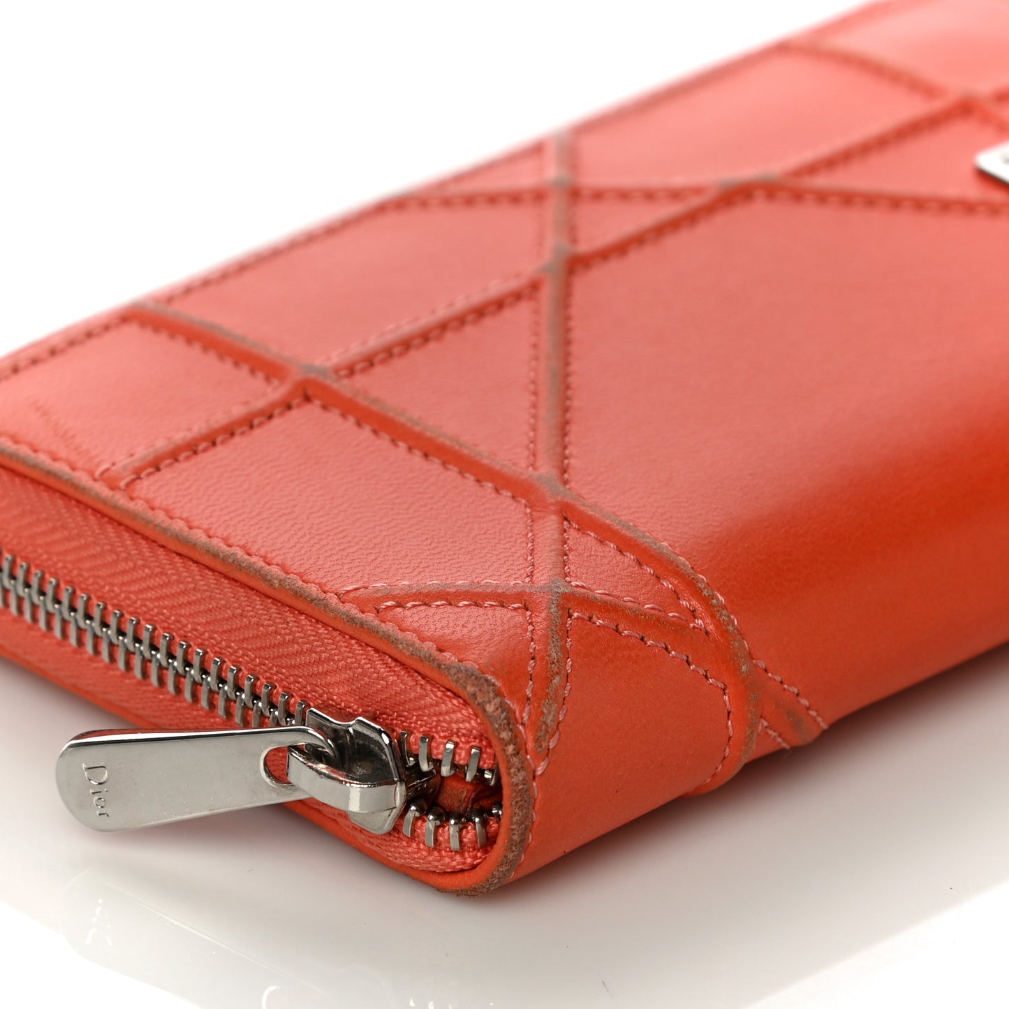 Calfskin Cannage Medium Diorama Voyageur Wallet Orange