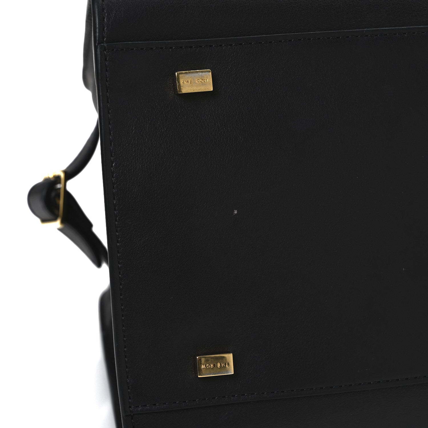 The Row Polished Saddle Calfskin Soft Margaux 10 Bag Black 11 of 13