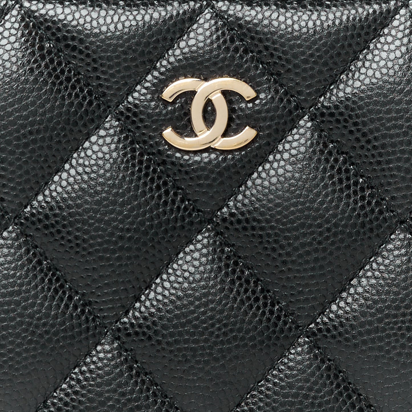 Caviar Quilted Medium Zip Around Wallet Black