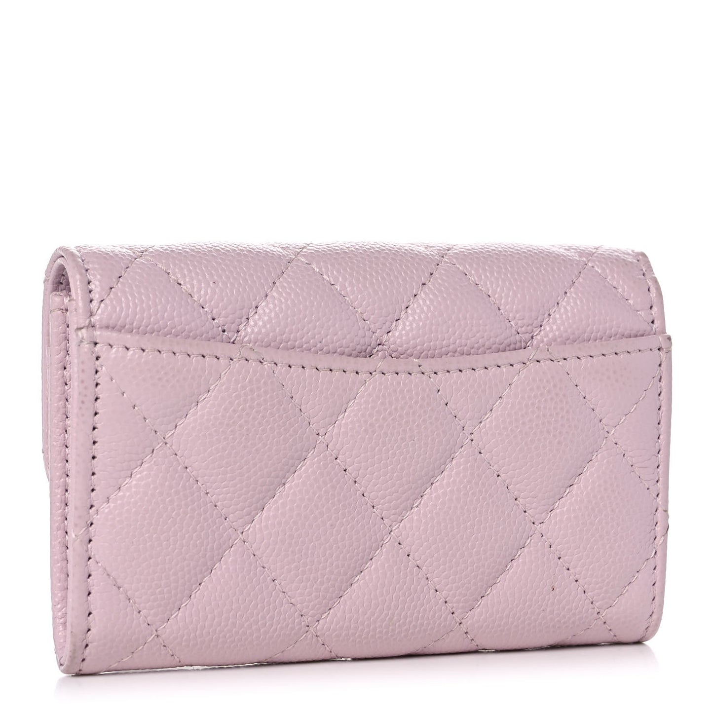Caviar Quilted Flap Card Holder Wallet Light Pink