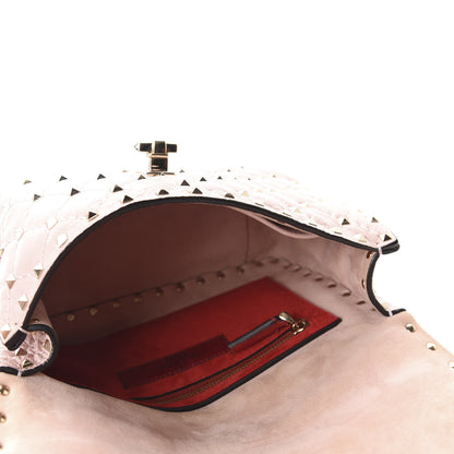 Valentino Garavani Craquele Nappa Medium Rockstud Spike Shoulder Bag Water Rose 5 of 9