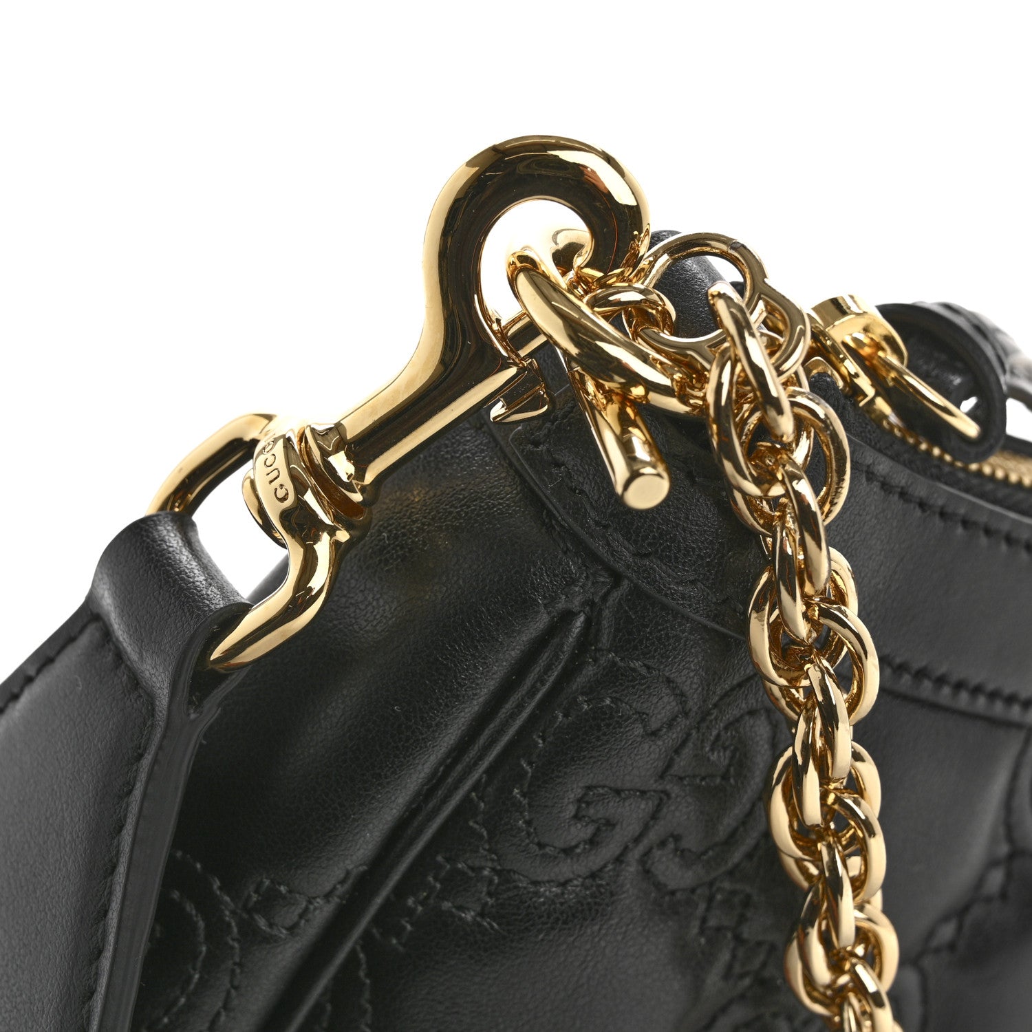 Gucci Calfskin GG Matelasse Chain Handbag Black Natural 12 of 12