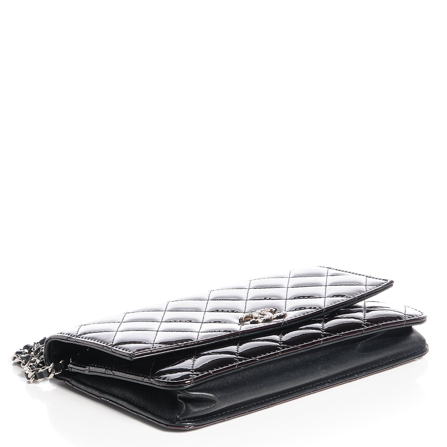 Patent Quilted Brilliant Wallet On Chain WOC Bordeaux Clair