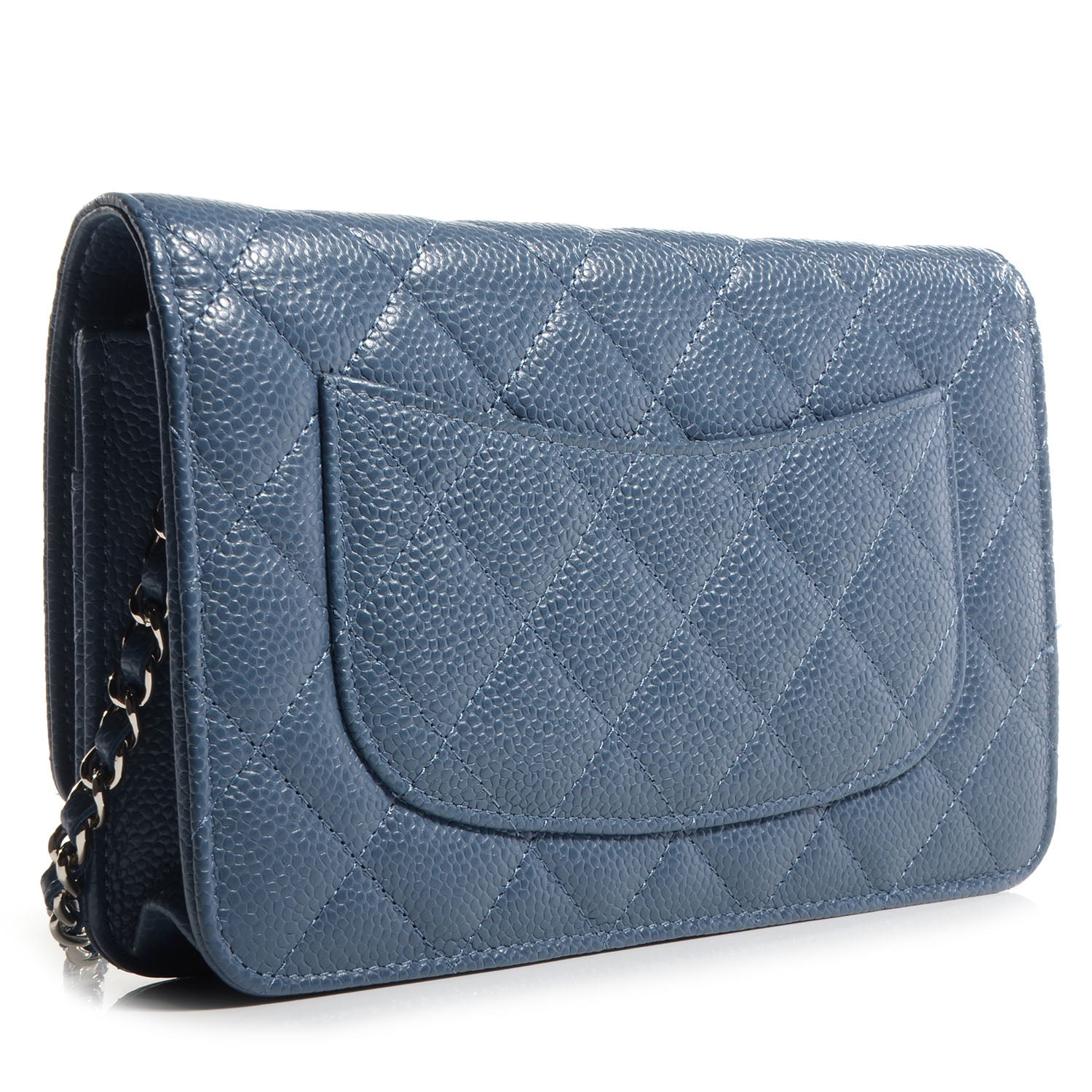 Chanel Caviar Quilted Wallet on Chain WOC Blue 3 of 8
