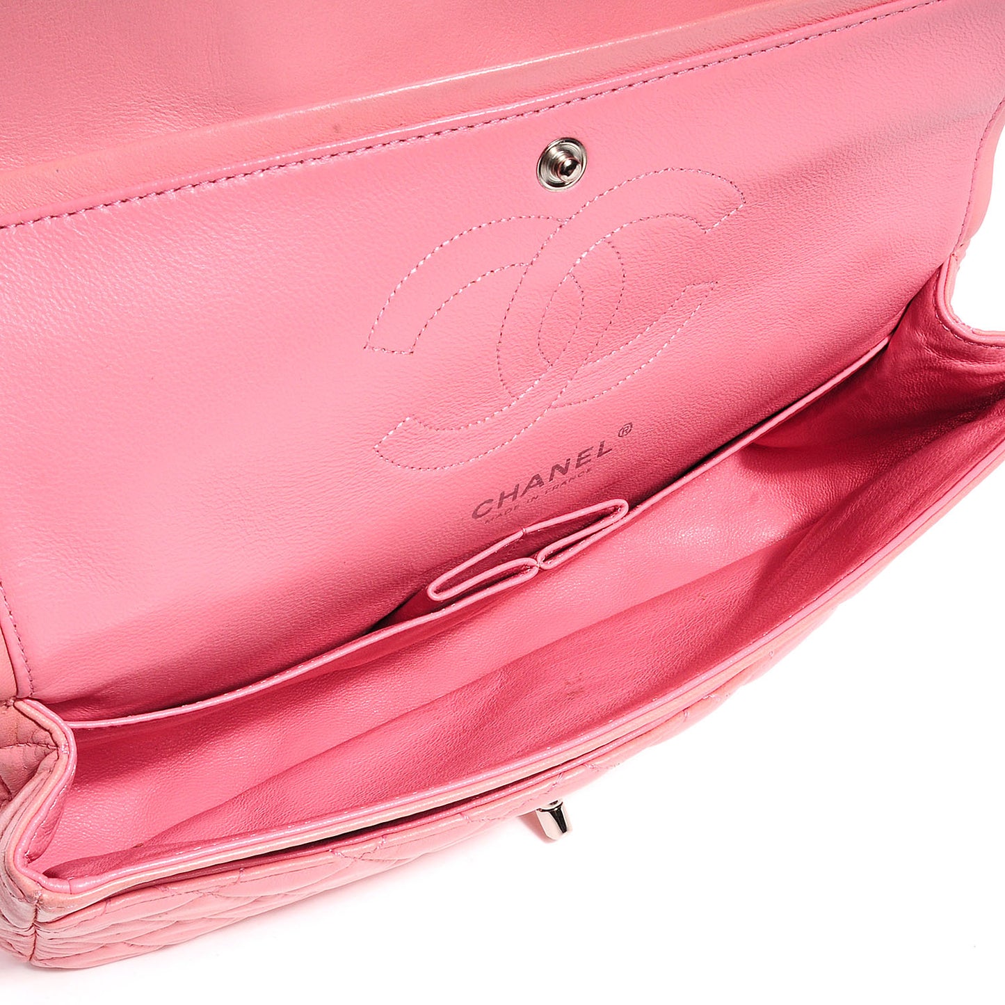 Lambskin Quilted Medium Double Flap Light Pink
