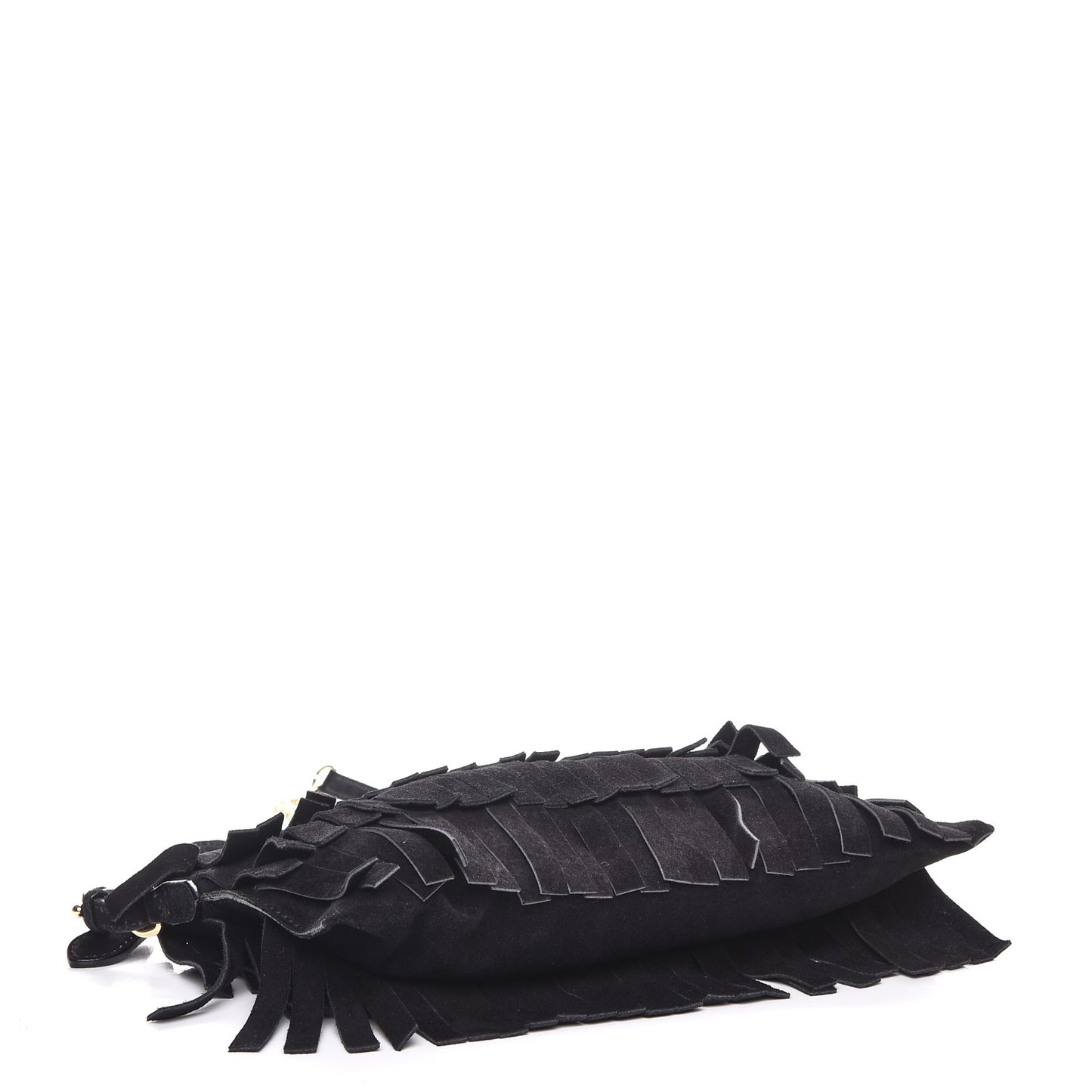 Suede Fringe Peyton Crossbody Clutch Bag Black