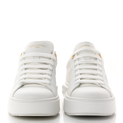 Louis Vuitton Lambskin Embossed Monogram Time Out Sneakers 38.5 White 2 of 12