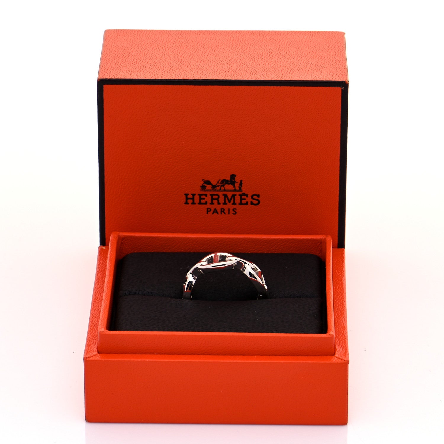 Hermes Sterling Silver PM Chaine d'Ancre Enchainee Band Ring 54 6.75 7 of 7