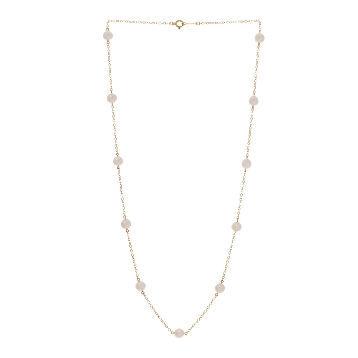 Mikimoto 18K Yellow Gold Akoya Pearl 5.5-6mm Station Necklace 3 of 5