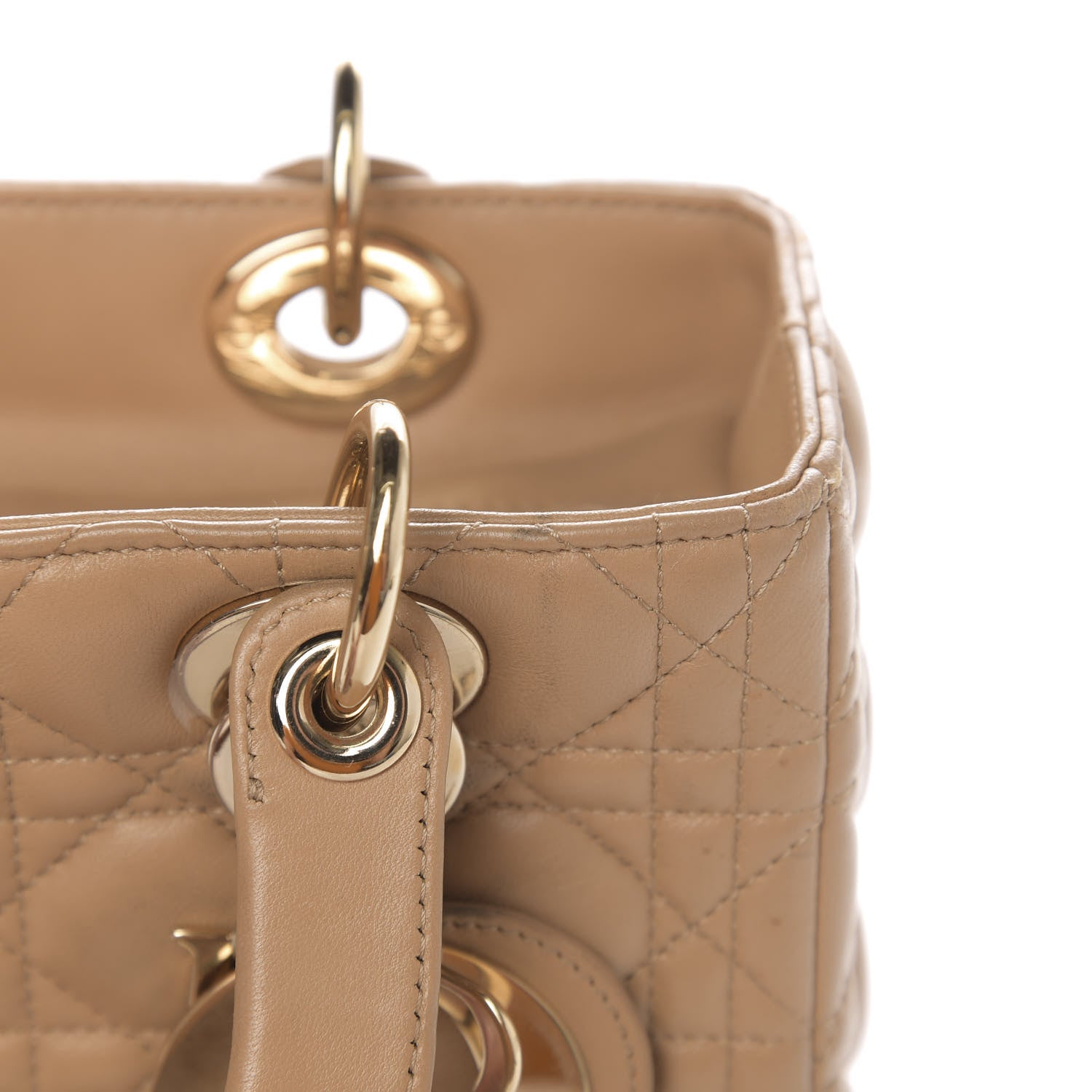 Christian Dior Lambskin Cannage Medium Lady Dior Beige 11 of 18