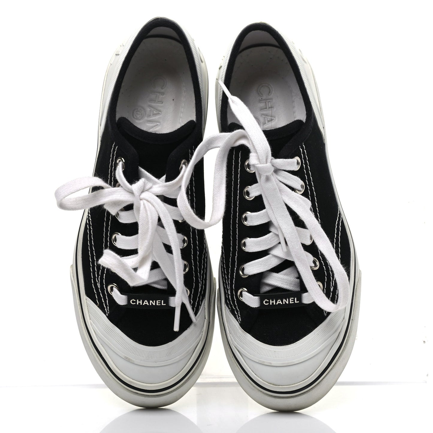 Canvas Lace Up Cap Toe Sneakers 36.5 Black