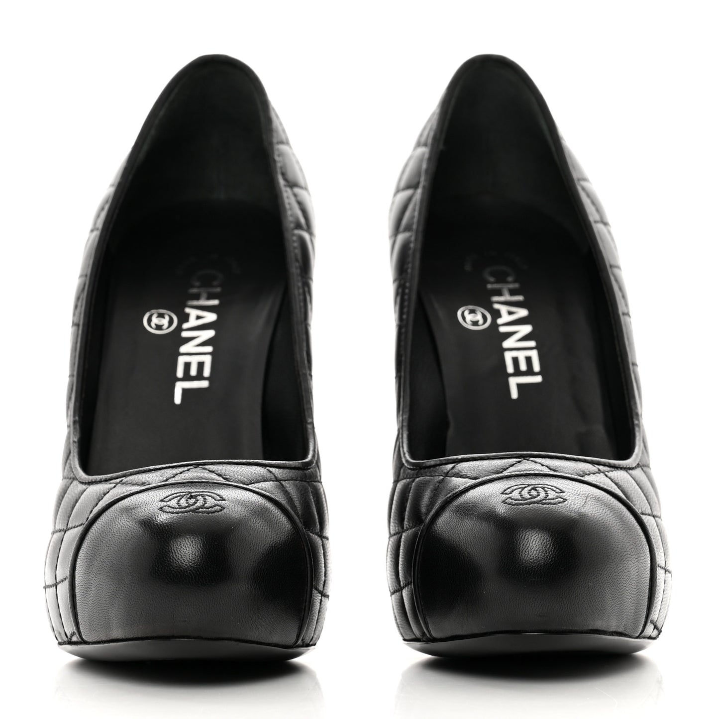 Lambskin Quilted Cap Toe Pumps 36.5 Black