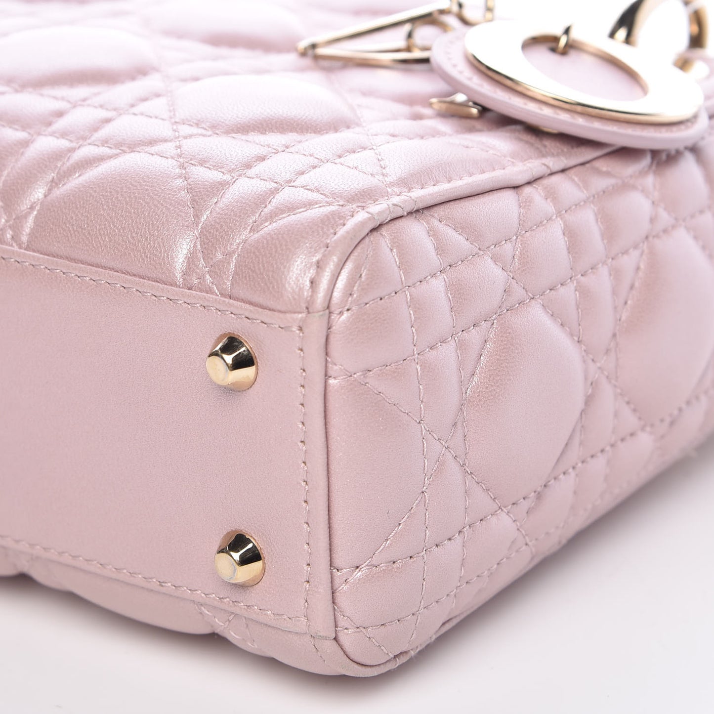 Metallic Lambskin Cannage Mini Lady Dior Lotus