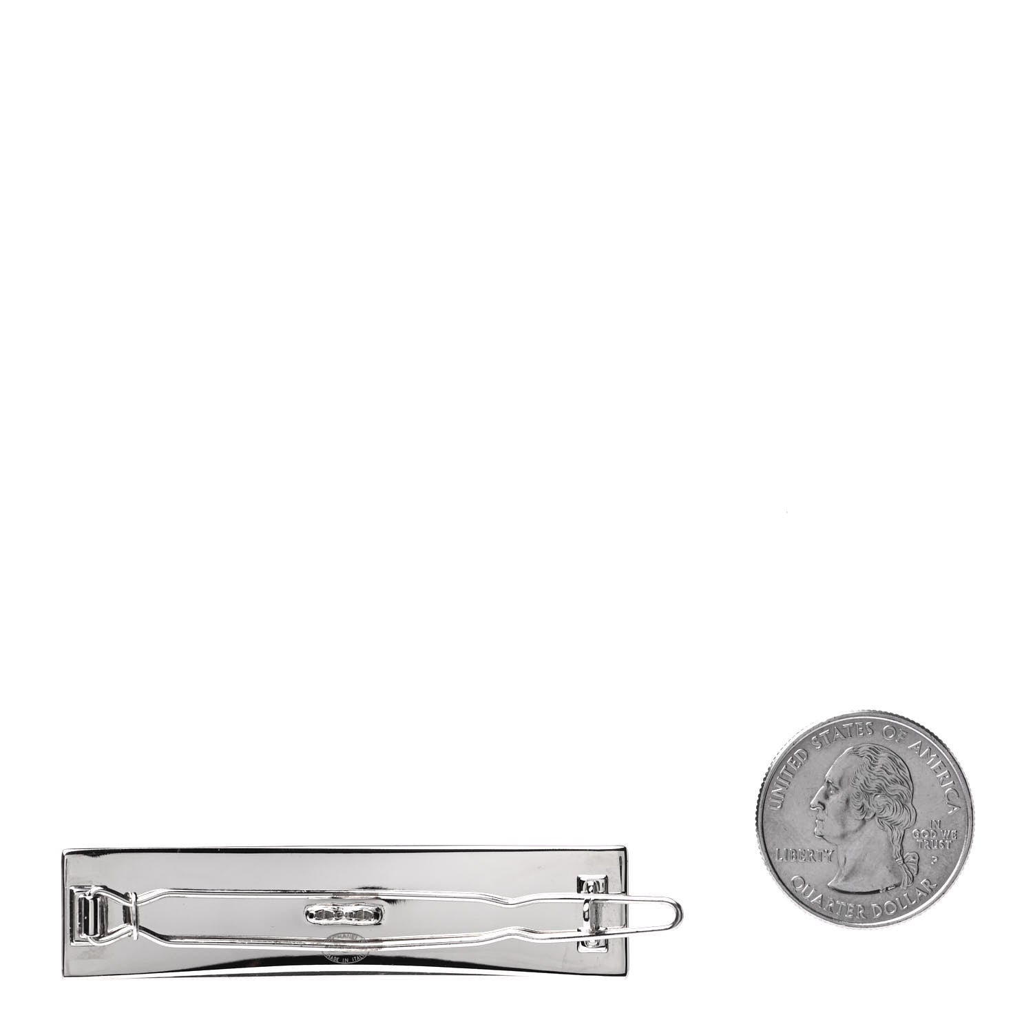Chanel Metal Enamel Logo Hair Clip Silver 2 of 4