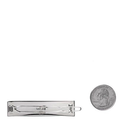 Chanel Metal Enamel Logo Hair Clip Silver 2 of 4