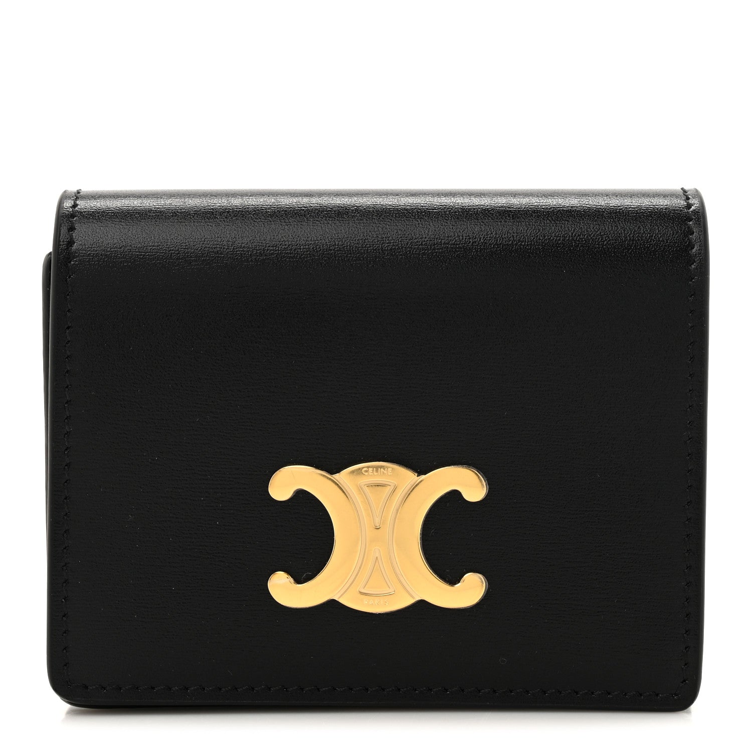 CELINE ウォレット Celine Shiny Calfskin Triomphe Busincess Card Holder Black 1776217