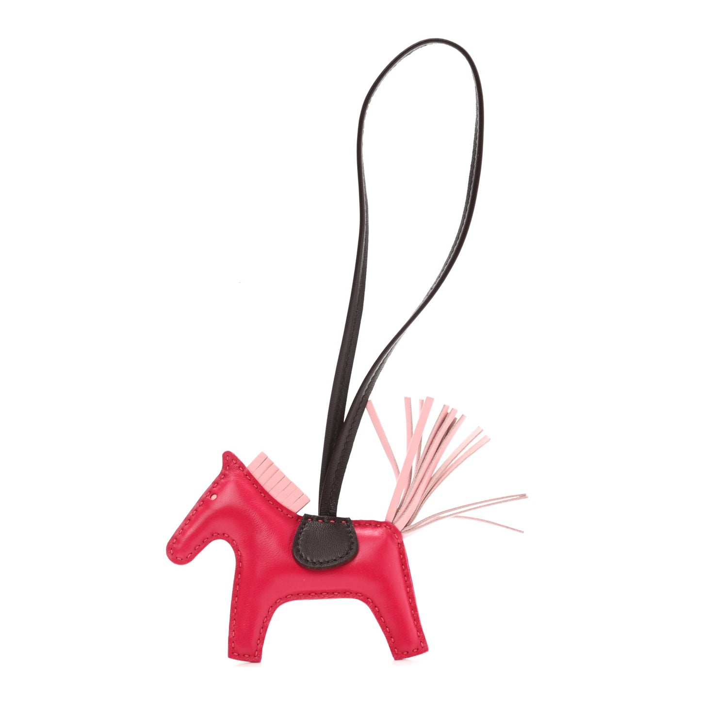 Milo Lambskin Grigri Rodeo Horse Bag Charm PM Rose Sakura Framboise Rouge Sellier