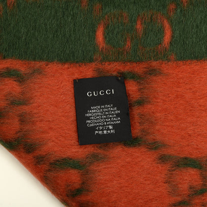 Gucci Wool Alpaca GG Monogram Big GG Rock Scarf Green Red 4 of 4