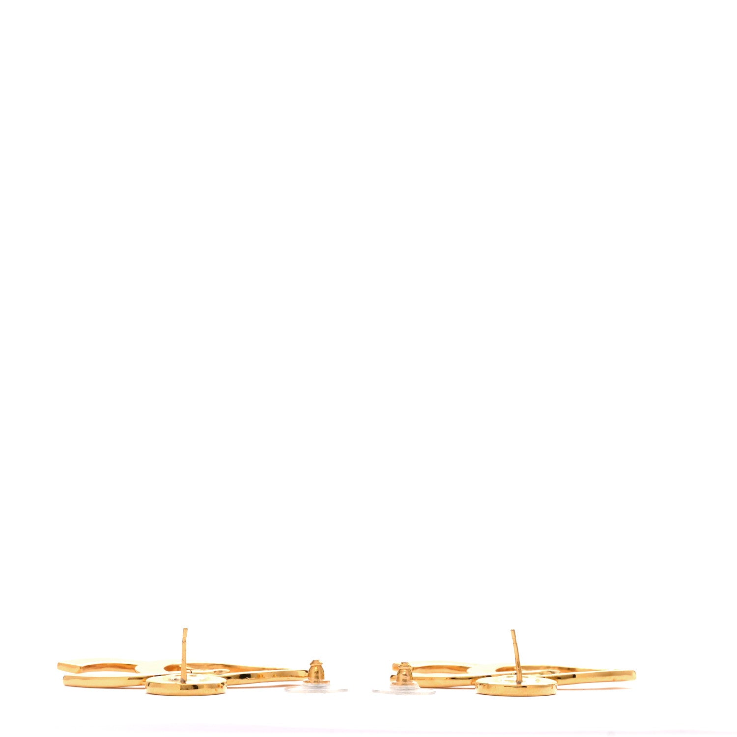 Chanel Metal Large Paris Button Earrings Gold 3 of 8