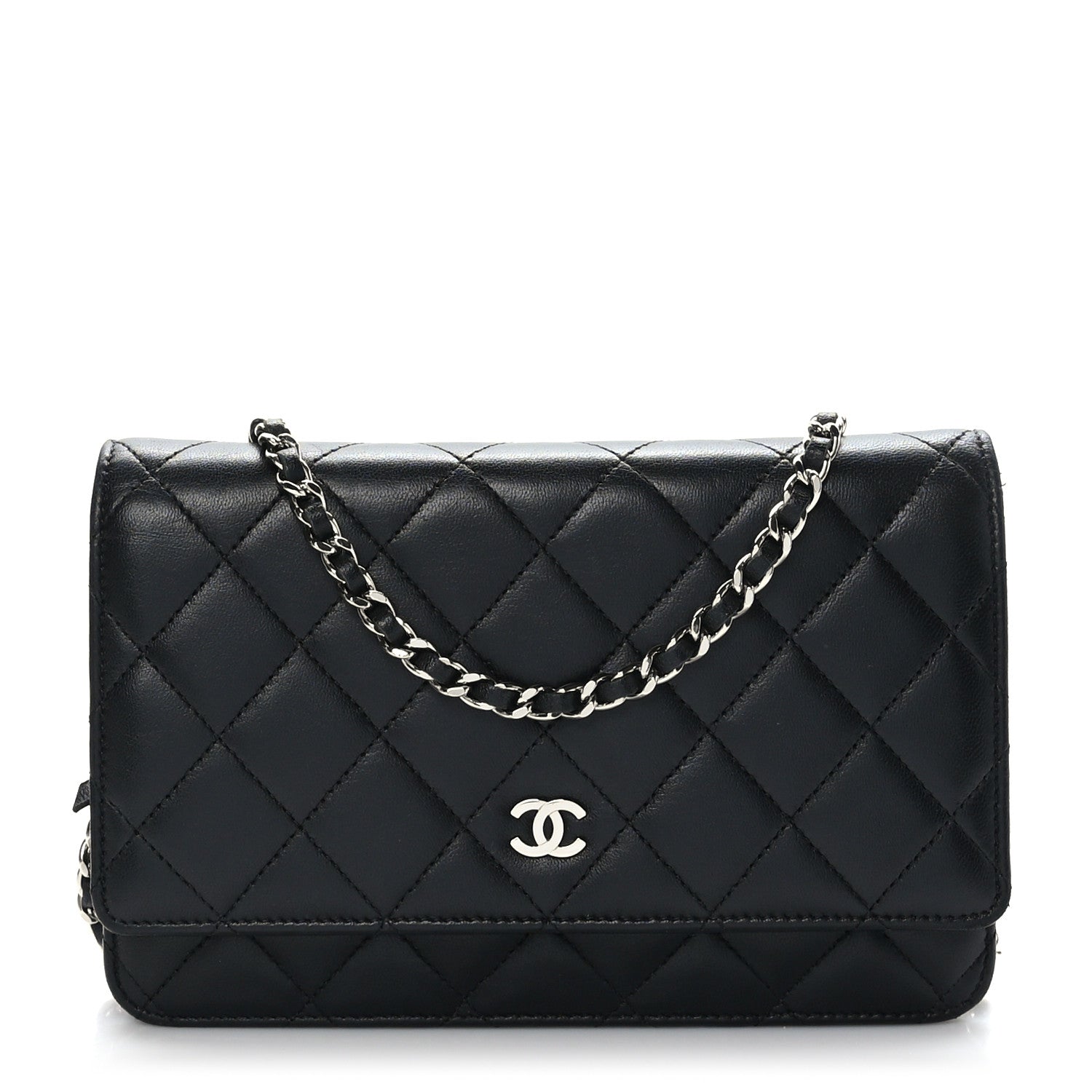 Chanel Lambskin Quilted Wallet On Chain WOC Black 1 of 10