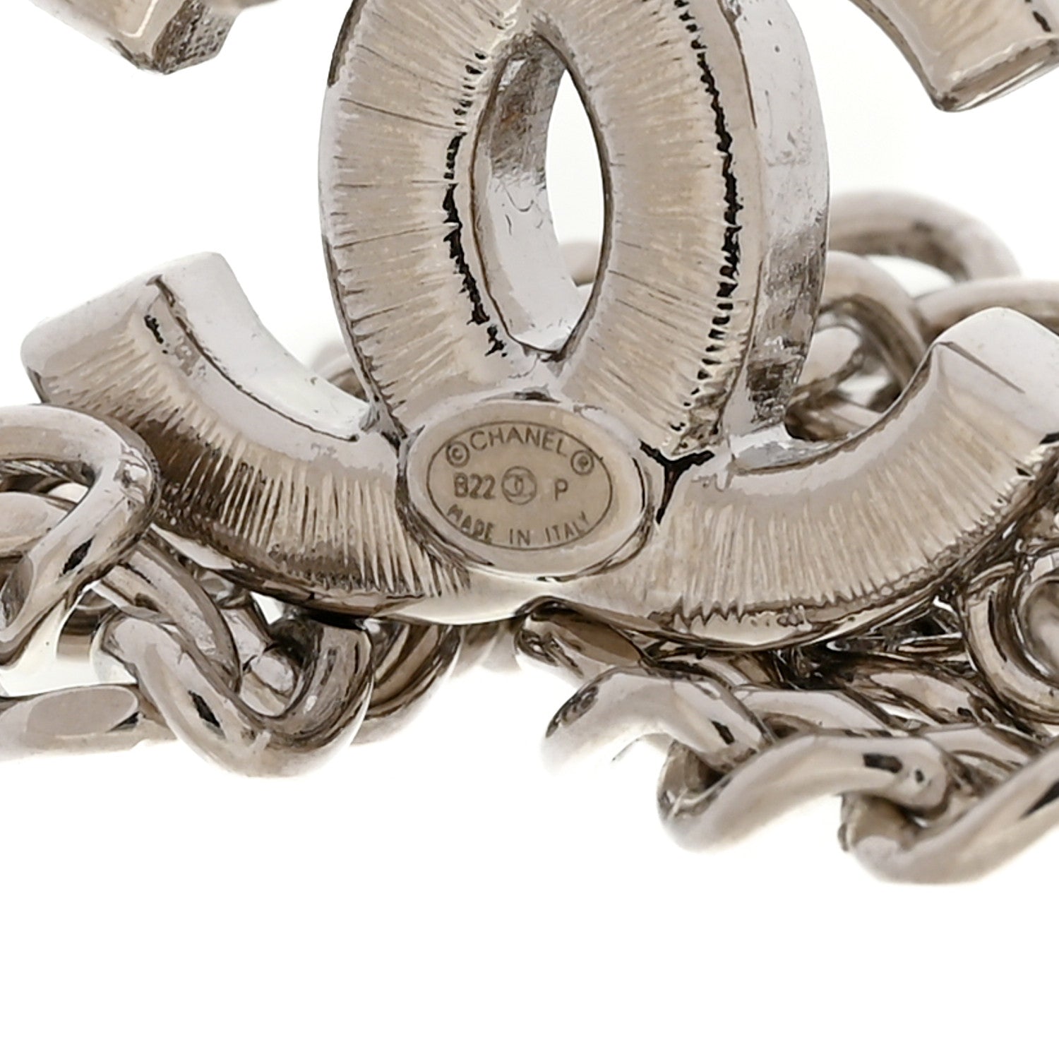 Chanel Crystal Baguette CC Chain Drop Earrings Silver 4 of 5