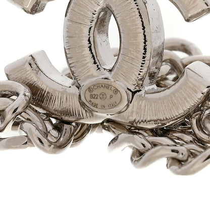 Chanel Crystal Baguette CC Chain Drop Earrings Silver 4 of 5