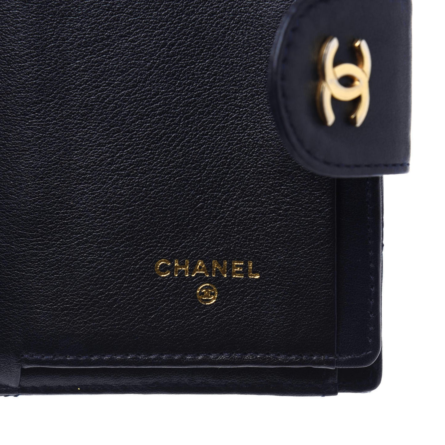 Lambskin Diamond Stitched Compact French Wallet Navy