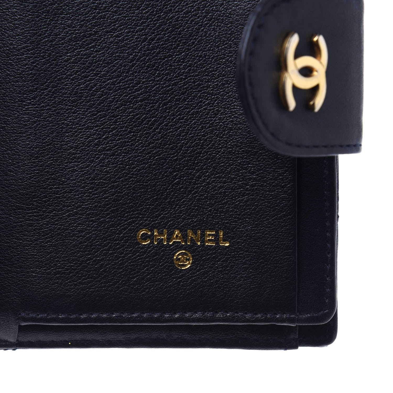Chanel Lambskin Diamond Stitched Compact French Wallet Navy 15 of 18