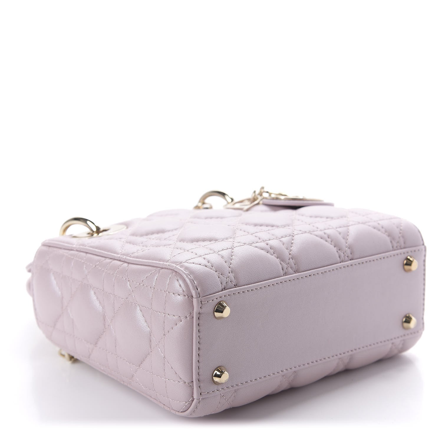 Christian Dior Metallic Lambskin Cannage Mini Lady Dior Lotus 5 of 11
